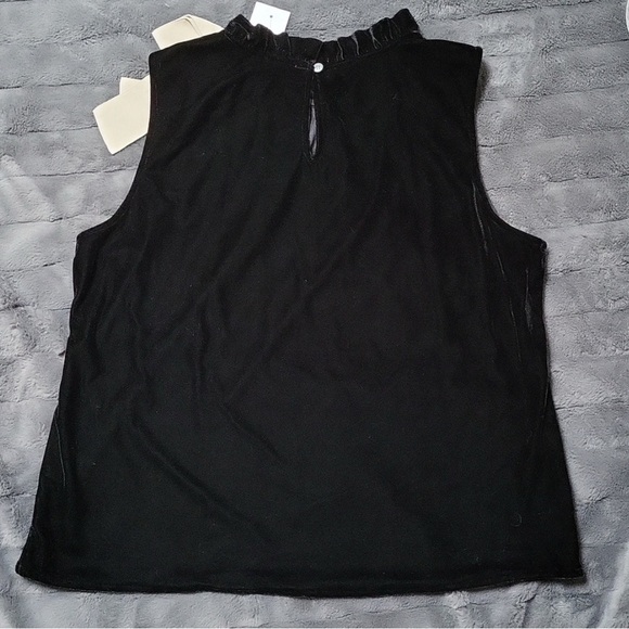 J. Crew Black Velvet Top with Champagne Side Bow size L - Picture 4 of 6